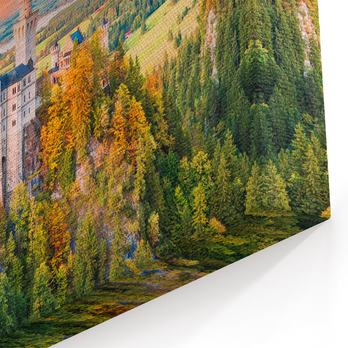 Neuschwanstein Castle Art – Bavarian Fairytale Castle at Sunset