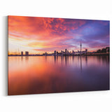 Fiery Sunset Over Auckland - Vibrant Skyline Canvas