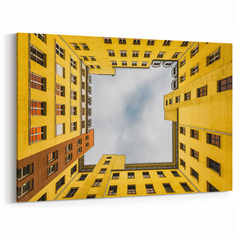 Berlin Skyline Art - Vibrant Yellow Courtyard in Modern Berlin Photography