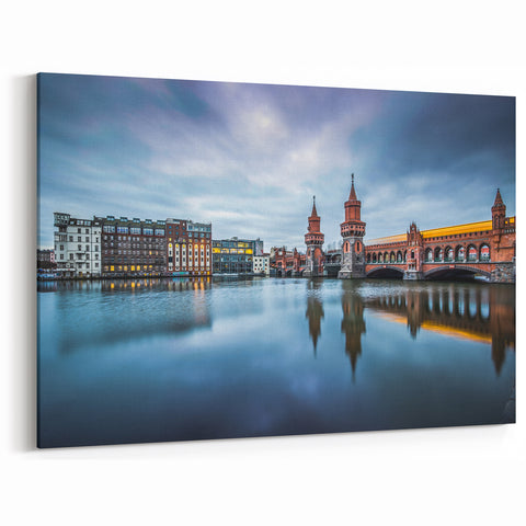 Berlin Cityscape - Oberbaum Bridge Reflection in Berlin Skyline Photography