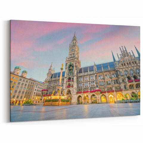 Munich Wall Art - Bavarian Architecture Decor New Town Hall at Dusk