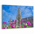 Bavaria Art Prints - Scenic Munich New Town Hall with Spring Tulips