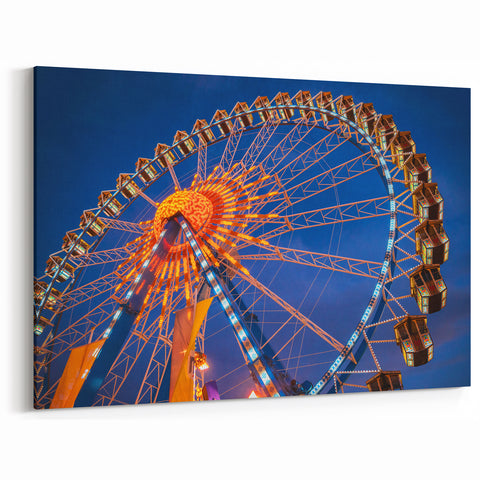 Oktoberfest Artwork - Bavarian Ferris Wheel Canvas at Night