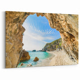 Greek Islands Art Prints - Serene Beach Cave on Corfu Coast