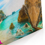 Greek Islands Art Prints - Vibrant Bougainvillea & Coastal Cave