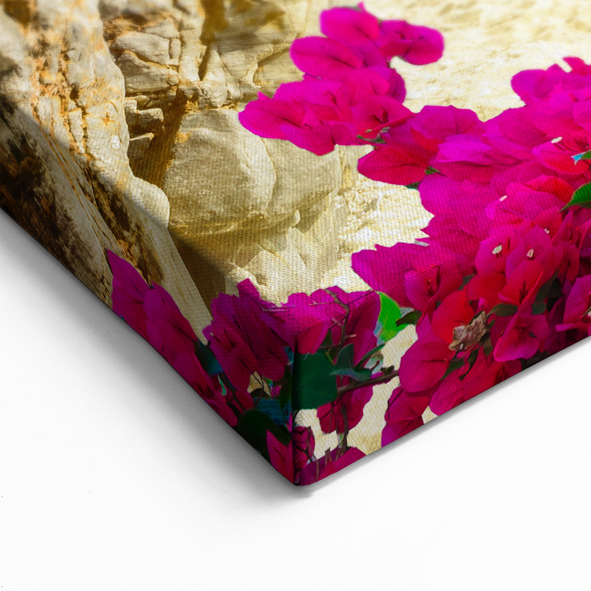 Greek Islands Art Prints - Vibrant Bougainvillea & Coastal Cave