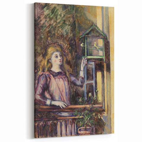 Paul Cezanne Prints - Girl with Birdcage | Famous Cezanne Wall Art