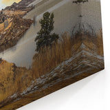 Rocky Mountains Wall Decor - Golden Sunset Over Serene Lake and Road