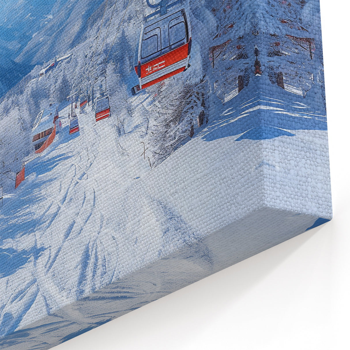 Vail Ski Resort Art - Snowy Mountain Landscape with Ski Lift and Blue Sky