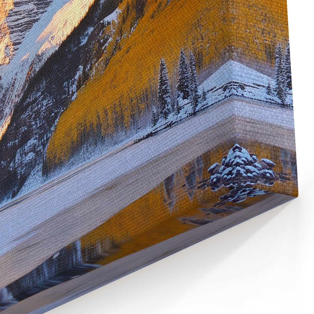 Golden Maroon Bells Winter Scene - Colorado Mountain Wall Art