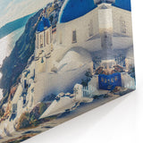 Santorini Prints - Sunset Over Iconic Blue Domes and Sea View