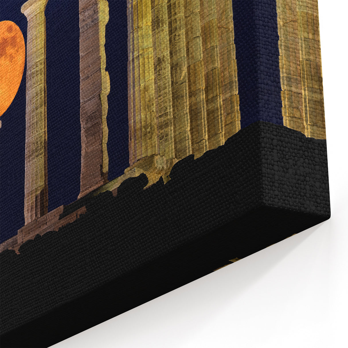 Ancient Greek Decor - Temple of Poseidon Canvas with Full Moon View