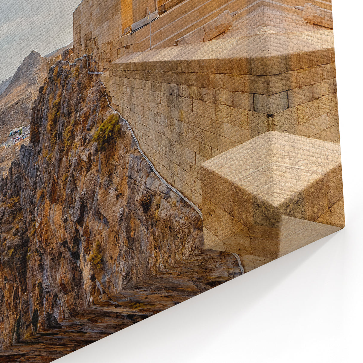 Greece Scenery Prints - Cliffside Temple Canvas for Ancient Greek Decor