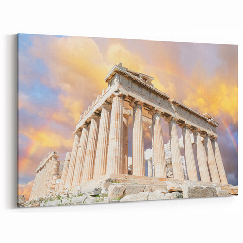 Acropolis Artwork - Parthenon Canvas with Rainbow for Athens Wall Art