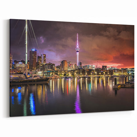 Auckland Cityscape - Vibrant Night Art