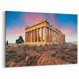 Parthenon Canvas - Acropolis Artwork with Sunset for Athens Wall Art