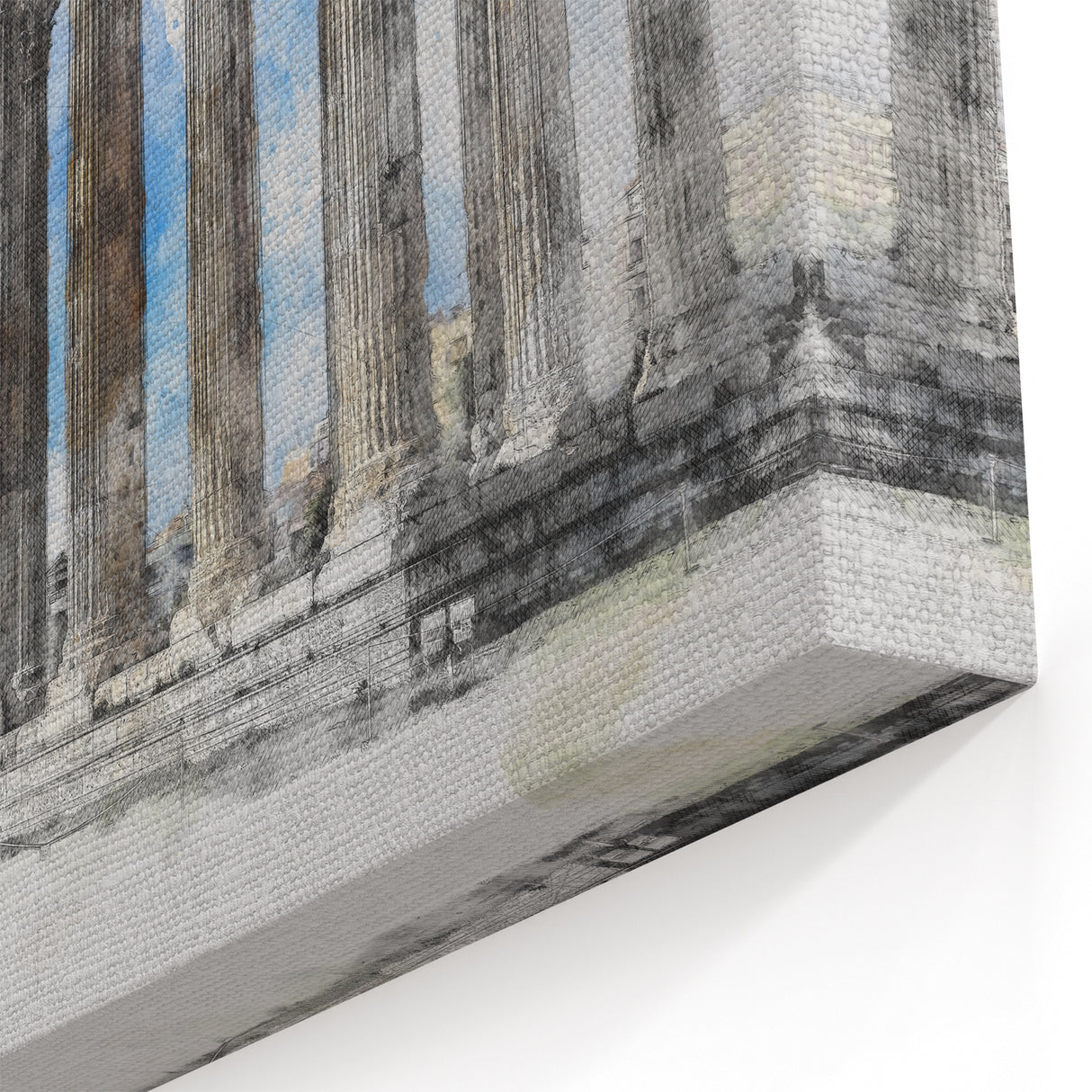 Athens Skyline Prints - Watercolor Acropolis and Temple of Zeus Canvas