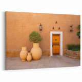 Traditional Saudi Arabian Architecture Art - Ornate Door with Clay Pots Print