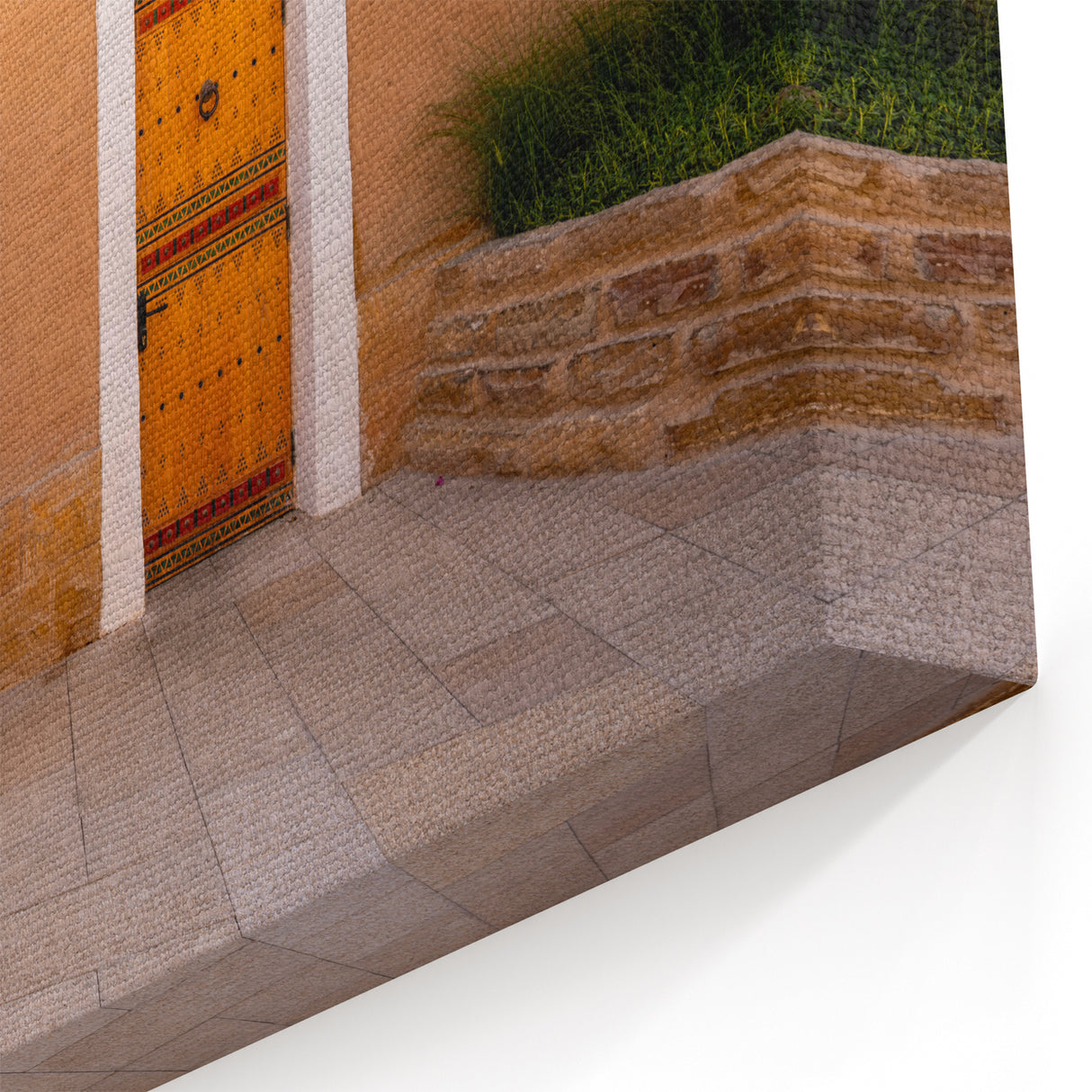 Traditional Saudi Arabian Architecture Art - Ornate Door with Clay Pots Print