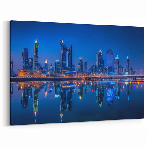 Modern Saudi Arabian Skyline Art - Nighttime Cityscape Reflection Print