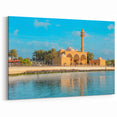 Waterfront Mosque with Palm Trees Scenic Print - Saudi Arabian Mosque Art