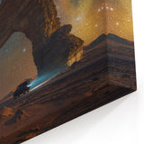 Saudi Arabian Starry Night Art - Majestic Rock Formation in Desert Print