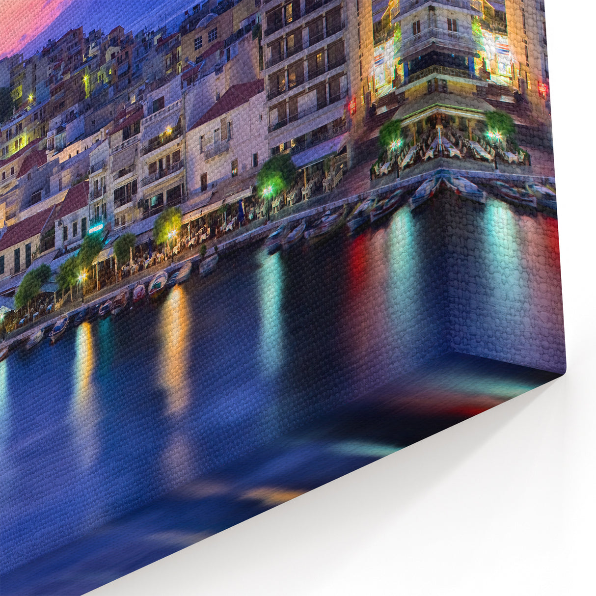 Crete Photography Art - Sunset View Over Agios Nikolaos Crete Canvas