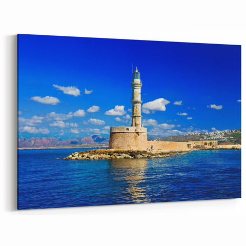 Crete Scenery Wall Art - Chania Lighthouse on Crete Canvas Print