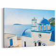 Crete Canvas Prints - Blue Domed Church Overlooking Aegean Sea Art