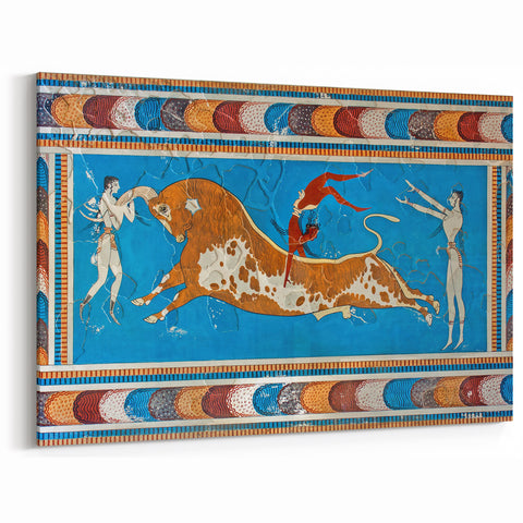 Crete Art Prints - Minoan Bull Leaping Fresco from Knossos Wall Art