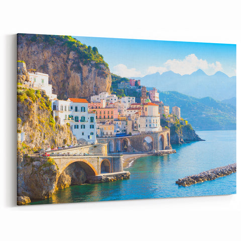 Crete Photography Art - Cliffside Village with Stunning Coastal Views Print