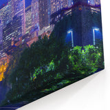 Denver Skyline Art at Night with Full Moon - Mile High City Artwork Print