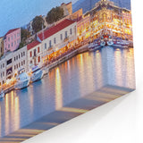 Crete Photography Art - Evening Waterfront Scene with Starry Sky Print
