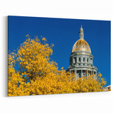 Denver Capitol Dome with Autumn Leaves - Colorado Wall Decor Print