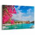 Crete Canvas Prints - Bright Bougainvillea Overlooking Turquoise Bay Art