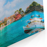 Crete Canvas Prints - Bright Bougainvillea Overlooking Turquoise Bay Art