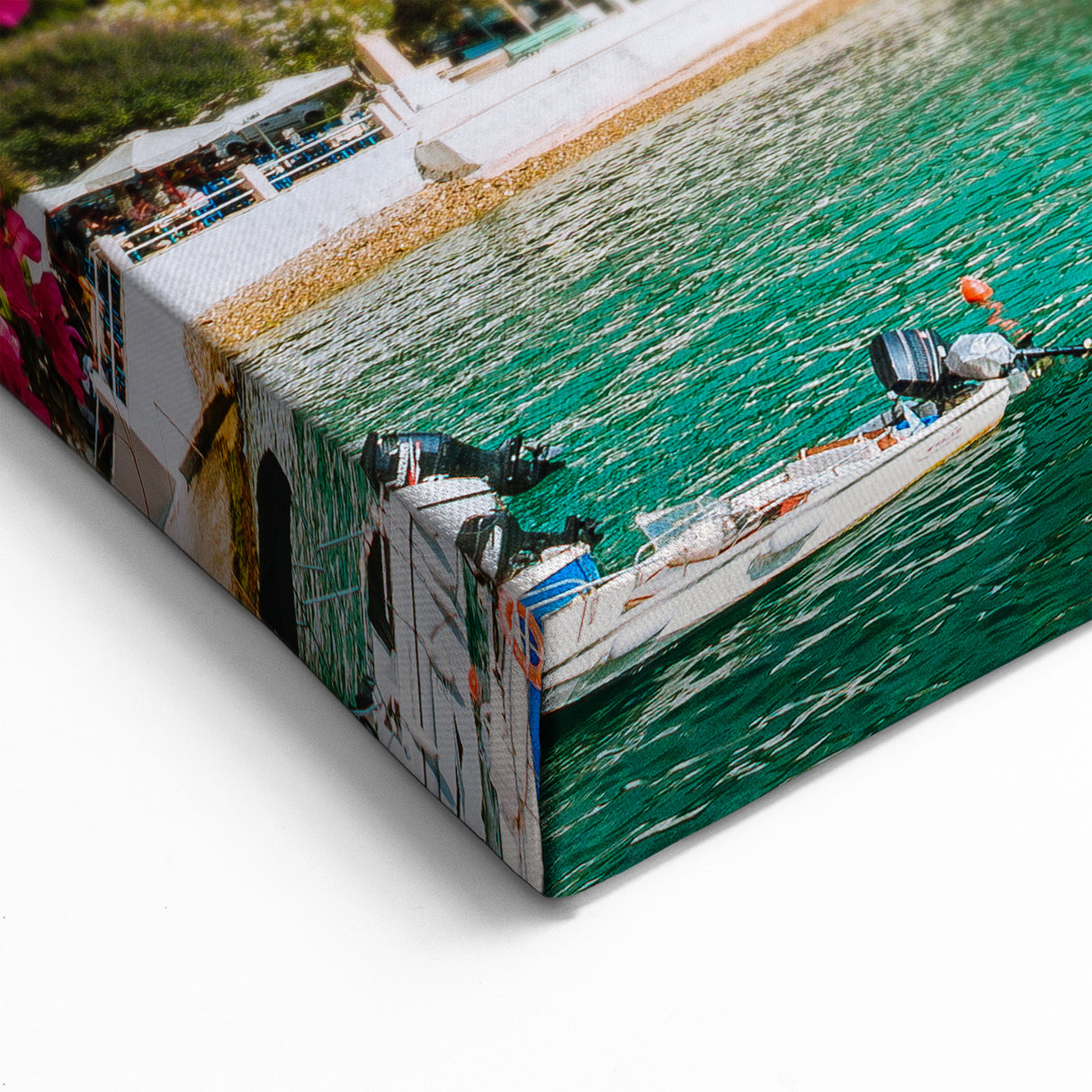 Crete Canvas Prints - Bright Bougainvillea Overlooking Turquoise Bay Art