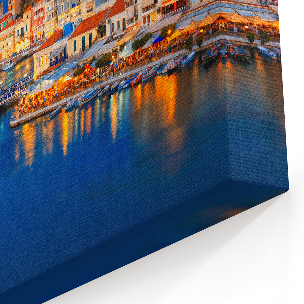 Crete Photography Art - Evening Lights Over Agios Nikolaos Bay Canvas