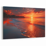 Greek Island Wall Decor - Fiery Sunset Over Crete's Coastline