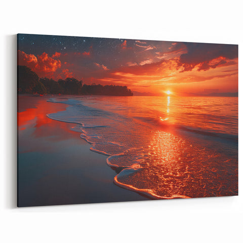 Greek Island Wall Decor - Fiery Sunset Over Crete's Coastline