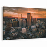 Denver Skyline at Sunset with Rocky Mountains - Mile High City Art