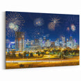 Denver Skyline Fireworks at Night - Mile High City Celebration Wall Art