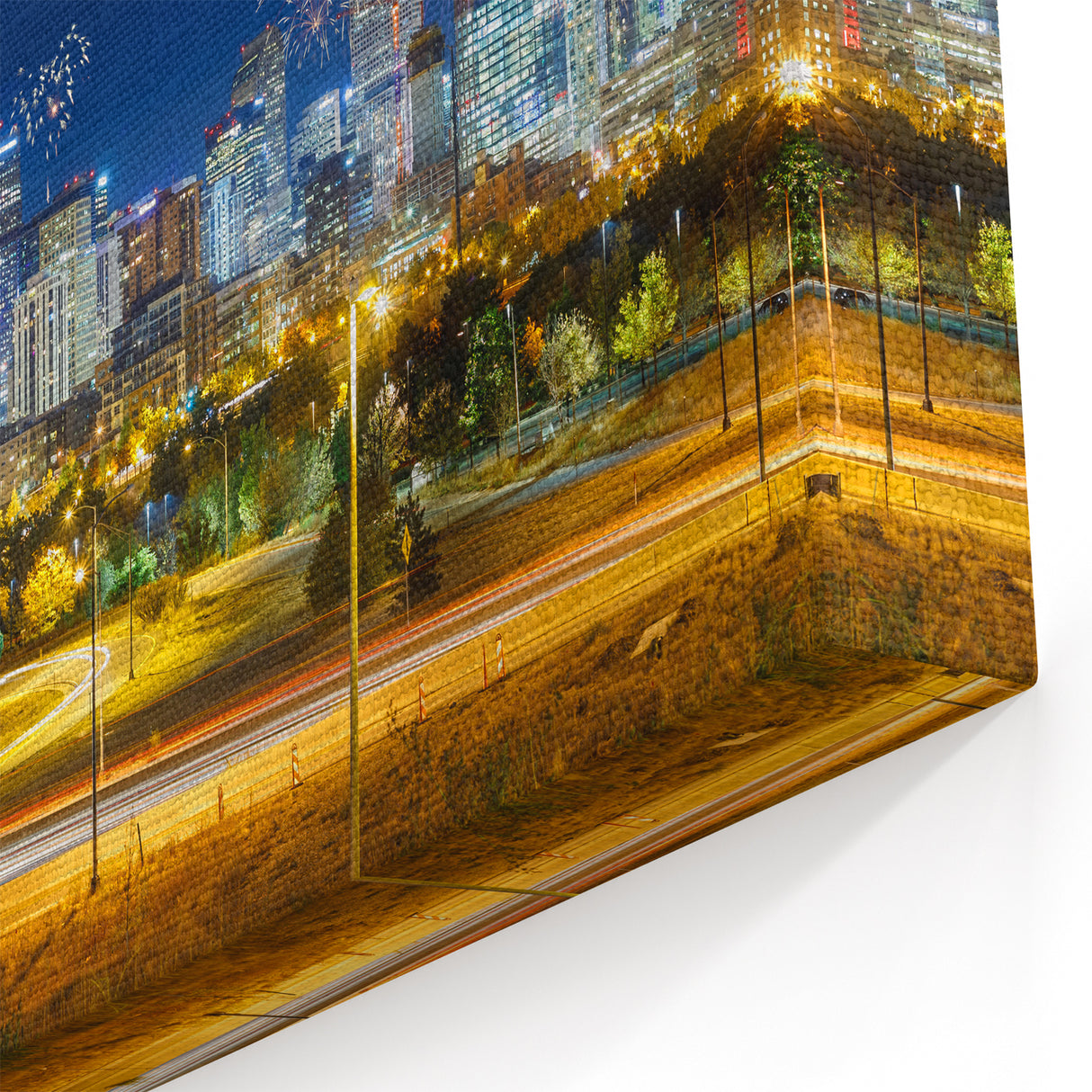 Denver Skyline Fireworks at Night - Mile High City Celebration Wall Art