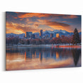 Denver Cityscape Art - Stunning Mountain Sunset Reflections Wall Decor