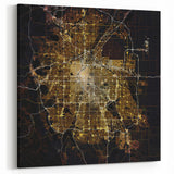 Denver City Map Art - Stunning Aerial Night View Wall Decor Print
