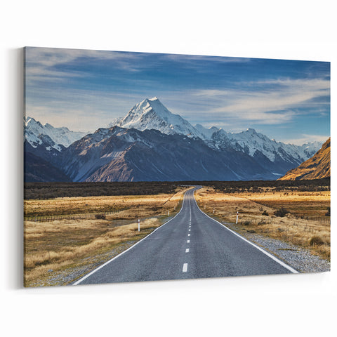 New Zealand Travel Art - Scenic Road to Canterbury Mountains Photography Print