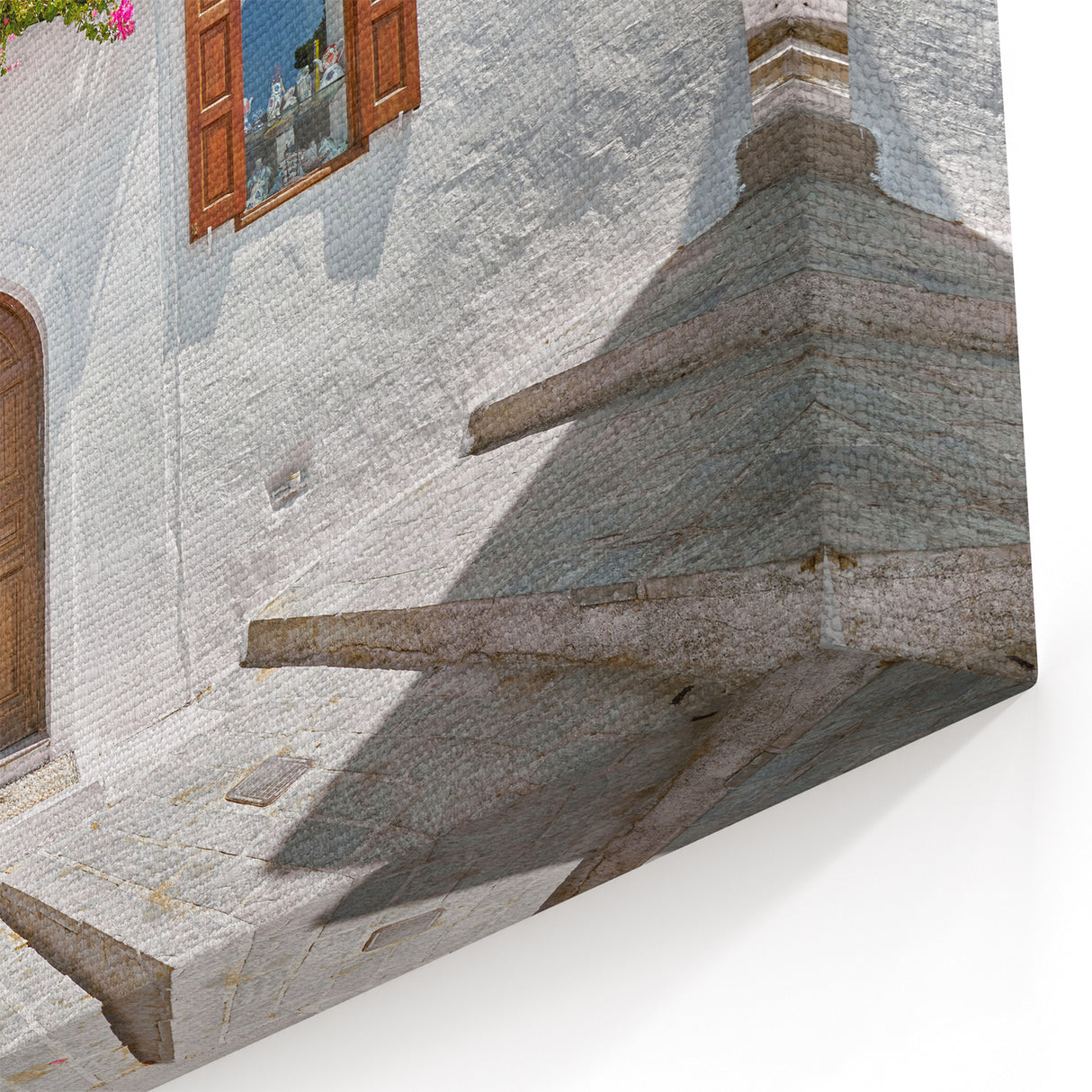 Rhodes Island Canvas - Greek Island Wall Decor with Floral Charm