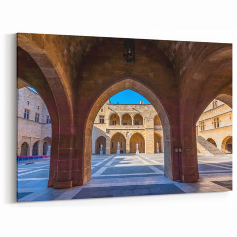 Rhodes Photography Prints - Greek Island Wall Decor with Historic Courtyard