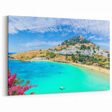 Rhodes Island Canvas - Scenic Greece Landscape Art with Beach View