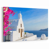 Santorini Canvas Prints - Greek Island Artwork with Bougainvillea